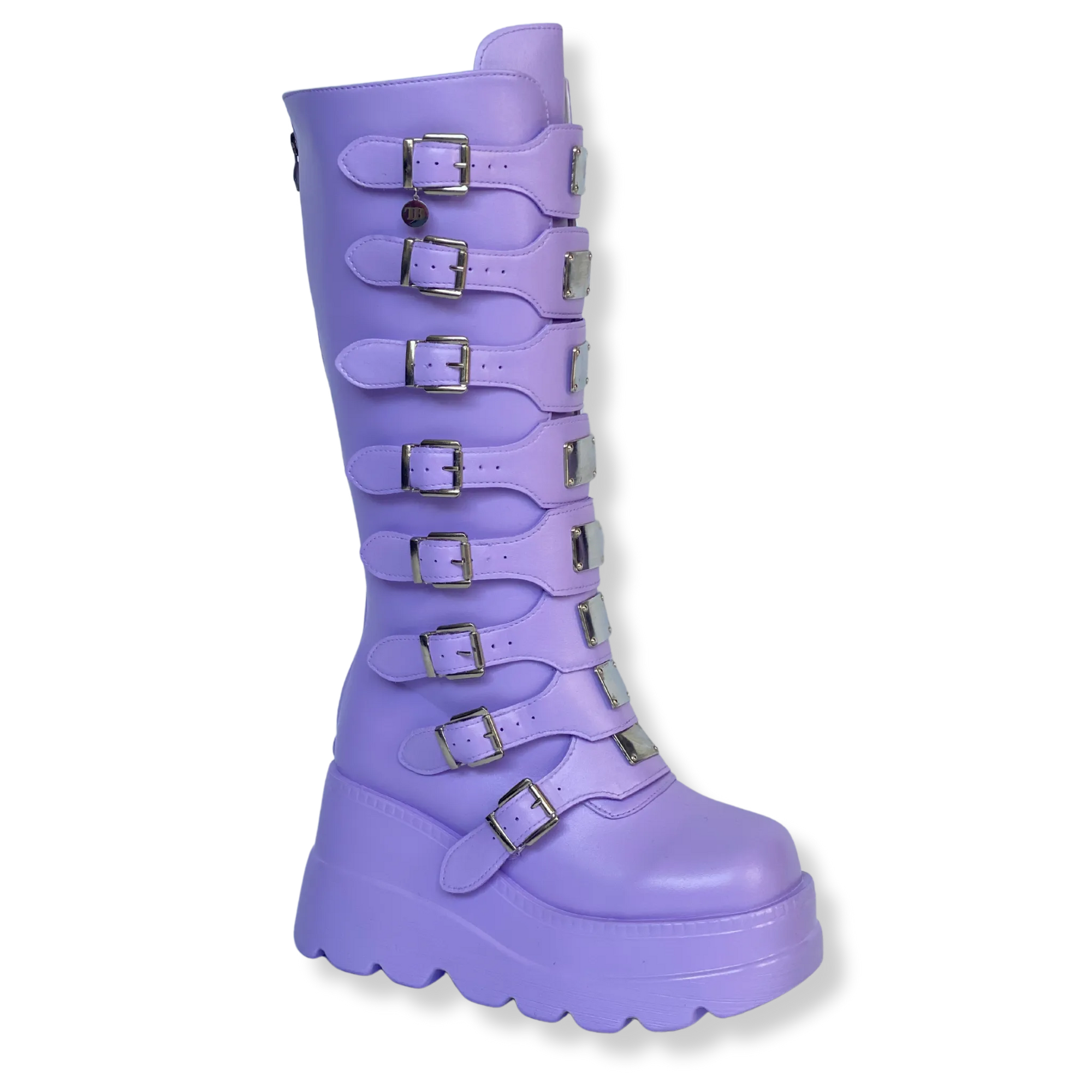 Lila custom festival boots met platformzool, met de hand gekleurd door TOUTESTBELLE