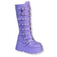 Lila custom festival boots met platformzool, met de hand gekleurd door TOUTESTBELLE